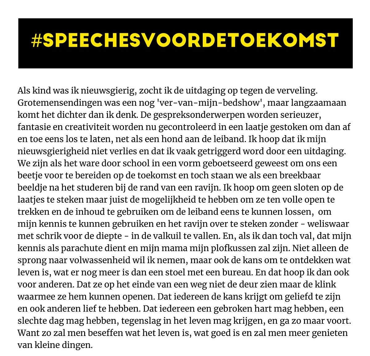 Louise Mestdagh SPEECHESVOORDETOEKOMST 1